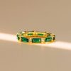 Emerald Green Eternity Wedding Band Ring 18K Gold Plated Sterling Silver Stackable
