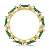 Emerald Green Eternity Wedding Band Ring 18K Gold Plated Sterling Silver Stackable