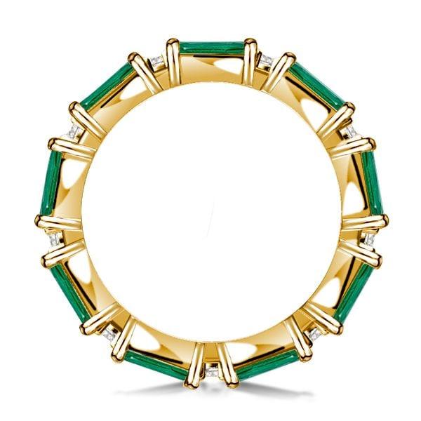 Emerald Green Eternity Wedding Band Ring 18K Gold Plated Sterling Silver Stackable