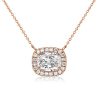 Cushion Cut White Sapphire Halo Necklace in Sterling Silver for Women