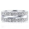 Triple Row Created White Sapphire Wedding Band in 925 Sterling Silver