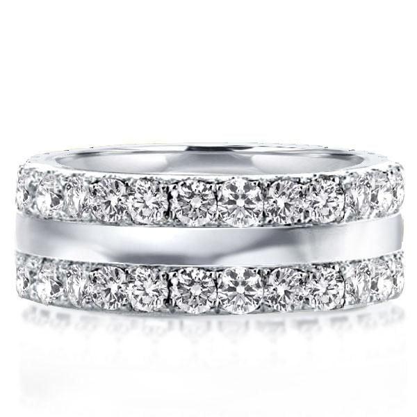 Triple Row Created White Sapphire Wedding Band in 925 Sterling Silver