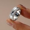 Triple Row Created White Sapphire Wedding Band in 925 Sterling Silver