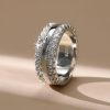 Triple Row Created White Sapphire Wedding Band in 925 Sterling Silver