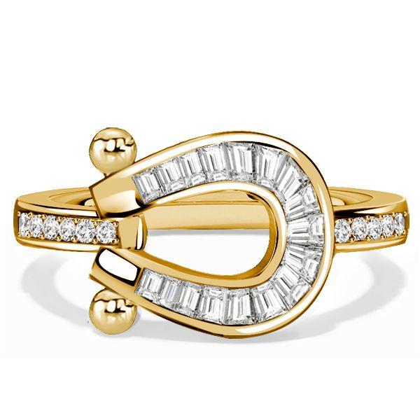Golden Horseshoe Engagement Ring - 18K Gold Plated Sterling Silver, 0.73 CTW CZ