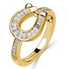 Golden Horseshoe Engagement Ring - 18K Gold Plated Sterling Silver, 0.73 CTW CZ