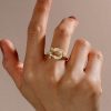 Golden Horseshoe Engagement Ring - 18K Gold Plated Sterling Silver, 0.73 CTW CZ