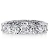 Cushion Cut White Sapphire Eternity Wedding Band - Sterling Silver