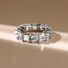 Cushion Cut White Sapphire Eternity Wedding Band - Sterling Silver