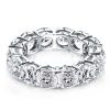 Cushion Cut White Sapphire Eternity Wedding Band - Sterling Silver