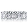 White Sapphire Half Eternity Band in Sterling Silver - Round Cut