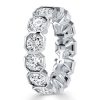 White Sapphire Half Eternity Band in Sterling Silver - Round Cut