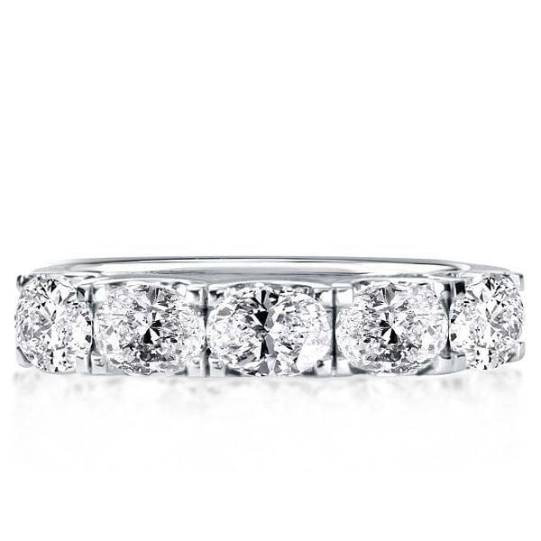 Oval Created White Sapphire Wedding Band in Sterling Silver (3.15 CT. TW.)