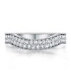 Three Stone Created White Sapphire 3PC Wedding Ring Set in Sterling Silver