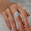 Three Stone Created White Sapphire 3PC Wedding Ring Set in Sterling Silver