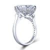 Emerald & White Sapphire Three Stone Engagement Ring - Sterling Silver