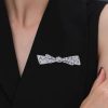 Vintage Blue & White Milgrain Bow Brooch Pin, 925 Sterling Silver Plated Women's Jewelry