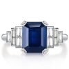 Emerald Cut Blue Sapphire Engagement Ring in Sterling Silver (4.86 CTW)