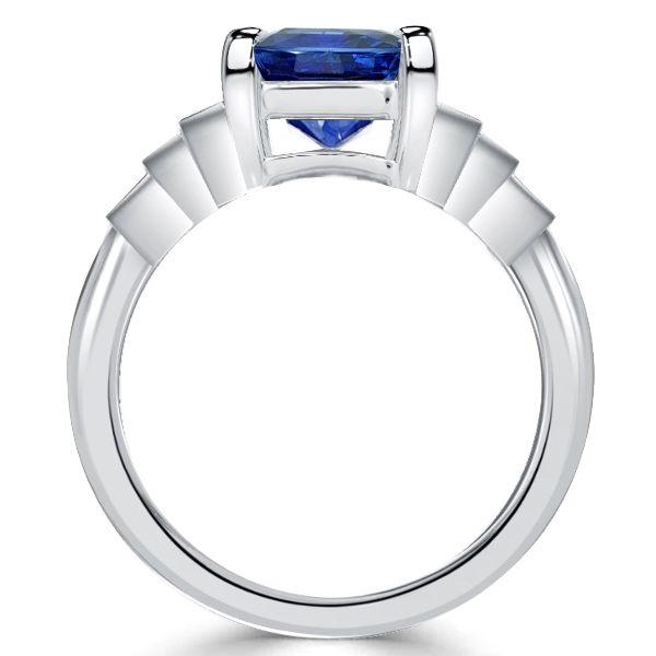 Emerald Cut Blue Sapphire Engagement Ring in Sterling Silver (4.86 CTW)