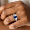 Emerald Cut Blue Sapphire Engagement Ring in Sterling Silver (4.86 CTW)