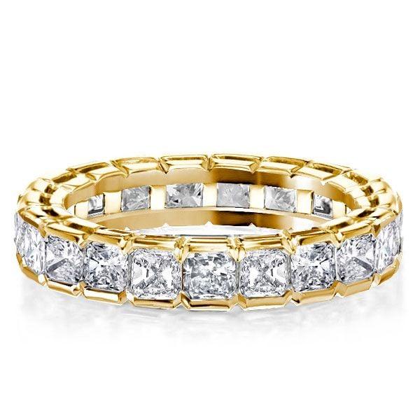 Bezel Setting Radiant Eternity Wedding Band for Women, 18K Gold Plated Sterling Silver