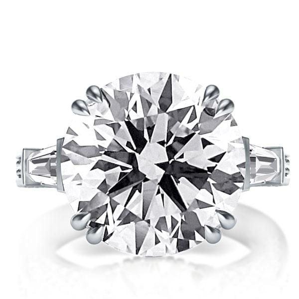 Round Three Stone Created White Sapphire Engagement Ring in Rhodium Plated Sterling Silver