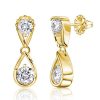 Sterling Silver Drop Earrings for Women with Round Cut Waterdrop Design