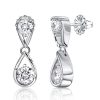 Sterling Silver Drop Earrings for Women with Round Cut Waterdrop Design