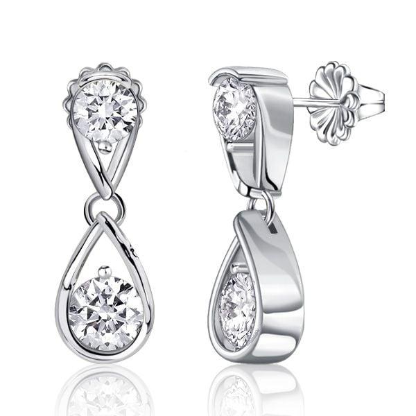Sterling Silver Drop Earrings for Women with Round Cut Waterdrop Design