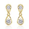 Sterling Silver Drop Earrings for Women with Round Cut Waterdrop Design