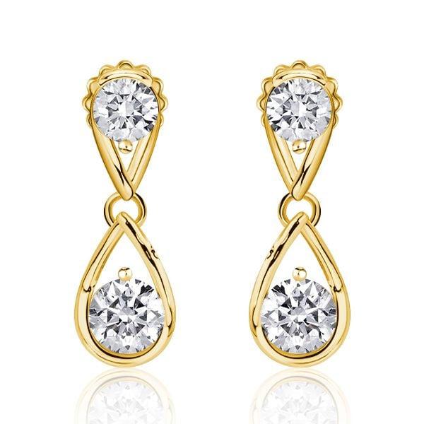 Sterling Silver Drop Earrings for Women with Round Cut Waterdrop Design