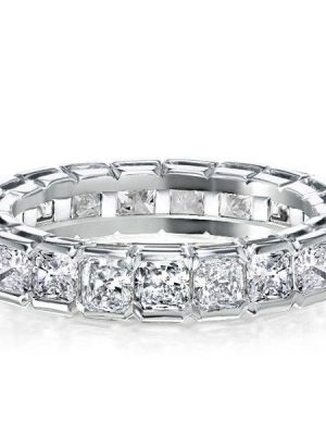 Radiant Eternity Wedding Band in Rhodium Plated 925 Sterling Silver | 4.25MM Wide