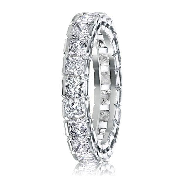 Radiant Eternity Wedding Band in Rhodium Plated 925 Sterling Silver | 4.25MM Wide
