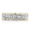 Golden Radiant Eternity Band: 18K Gold Plated Sterling Silver Wedding Ring with White Sapphires (5.95 CT. TW.)