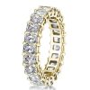 Golden Radiant Eternity Band: 18K Gold Plated Sterling Silver Wedding Ring with White Sapphires (5.95 CT. TW.)