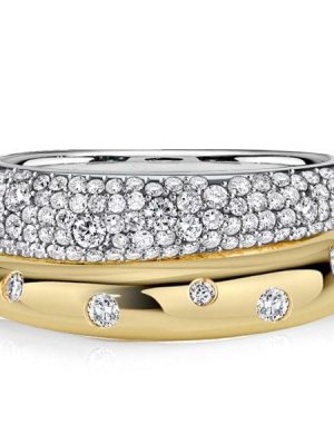 Unique Double Band White Sapphire Anniversary Ring in Sterling Silver