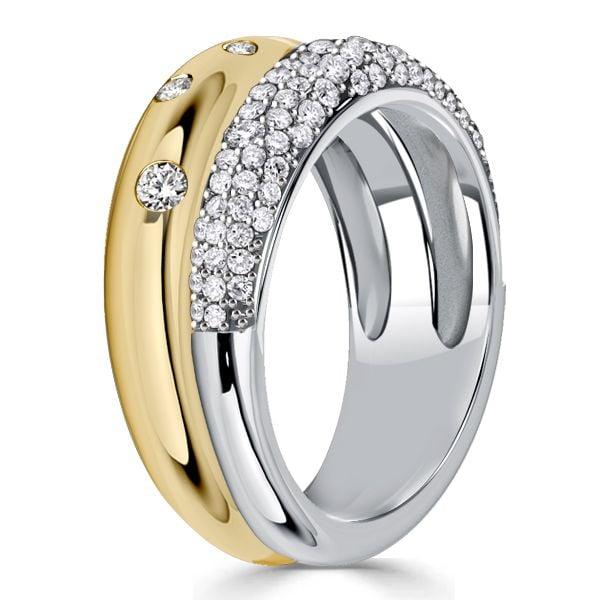 Unique Double Band White Sapphire Anniversary Ring in Sterling Silver