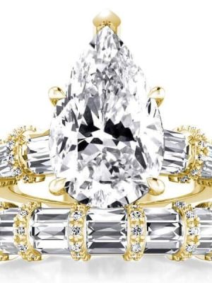 Pear Shaped Wedding Set 9.00 CT. TW. in 18K Gold Plated Sterling Silver