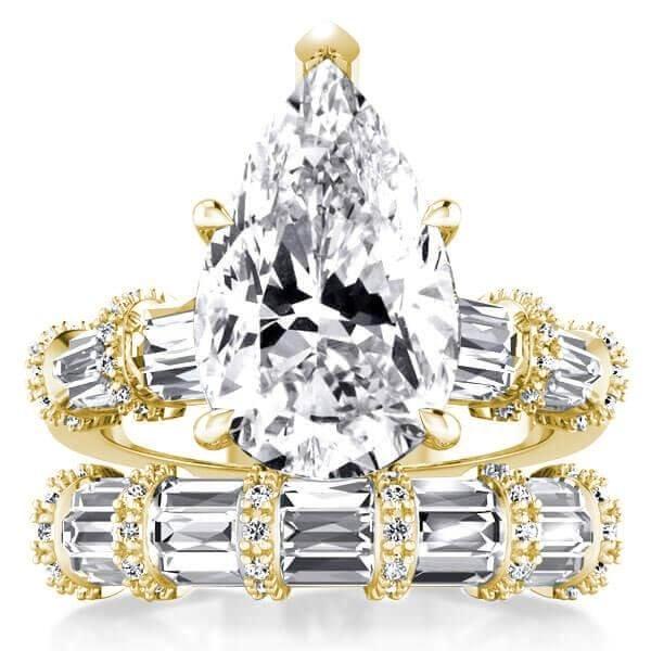 Pear Shaped Wedding Set 9.00 CT. TW. in 18K Gold Plated Sterling Silver