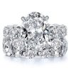 Oval Created White Sapphire Eternity Bridal Set - 925 Sterling Silver