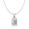 Emerald Cut White Sapphire Pendant Necklace - Sterling Silver