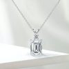 Emerald Cut White Sapphire Pendant Necklace - Sterling Silver