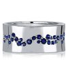Blue Sapphire Eternity Wedding Band - Sterling Silver, Wide Flush Setting