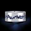 Blue Sapphire Eternity Wedding Band - Sterling Silver, Wide Flush Setting