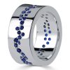Blue Sapphire Eternity Wedding Band - Sterling Silver, Wide Flush Setting