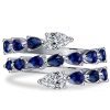Pear Shaped Sterling Silver Twist Wedding Ring - 3.73 CTW