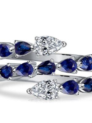 Pear Shaped Sterling Silver Twist Wedding Ring - 3.73 CTW