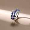 Pear Shaped Sterling Silver Twist Wedding Ring - 3.73 CTW