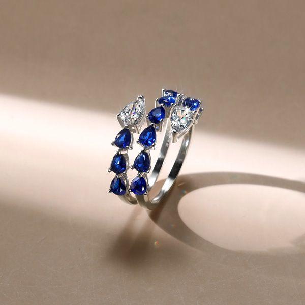 Pear Shaped Sterling Silver Twist Wedding Ring - 3.73 CTW