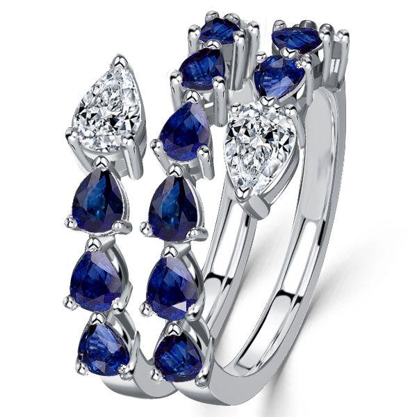 Pear Shaped Sterling Silver Twist Wedding Ring - 3.73 CTW